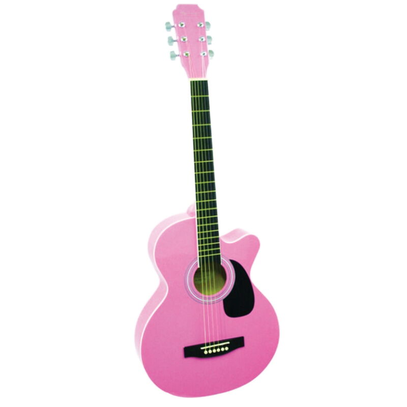  Mas38pnk 38-Inch Cutaway Acoustic Guitar With High Gloss Pink Finish