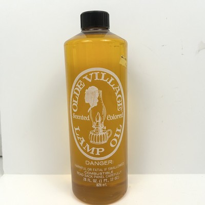FULL Vtg Olde Village Scented Lamp Oil 1990 Amber Kaadan 28 fl oz Lemon Gold