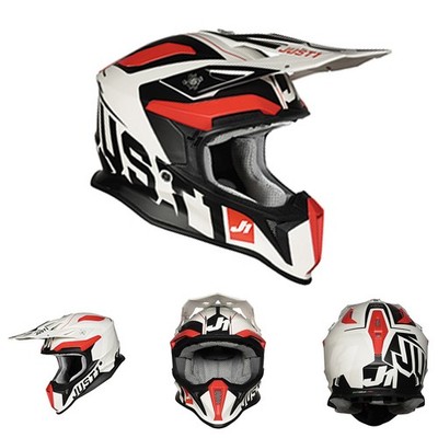 Just1 MX Motocross Helm J18 Composite Virtual Rot Weiß Matt Enduro Supermoto