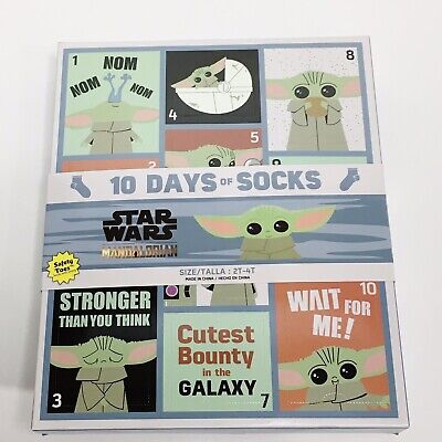 Star Wars Mandalorian Baby Yoda Toddler 10 Days of Socks Advent Calendar 2T- 4T