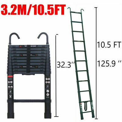 elescoping Ladder Aluminum Telescopic Extension Ladder with Detachable Hooks NEU