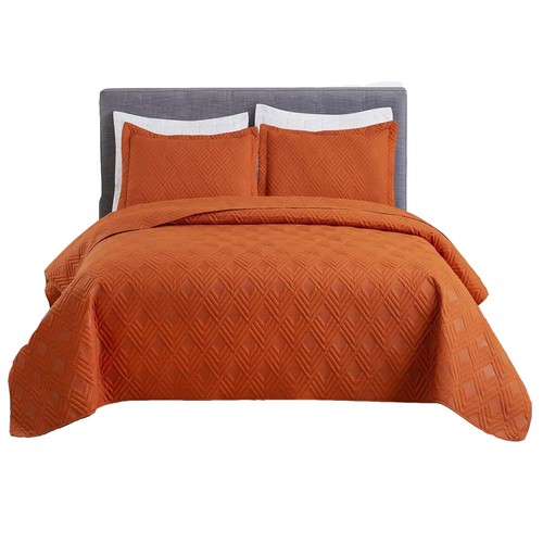 Twin Size Quilt Set Caramel-rhombus Printed Bedspread Beddin