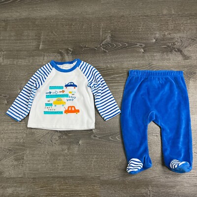 Absorba Boys Top Two Piece Set Long Sleeve Striped Multicolor Size 3-6 Months