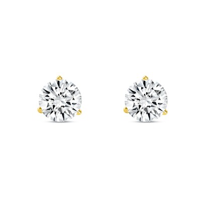 Pre-owned Shine Brite With A Diamond 5 Ct Round Earrings Studs Solid 14k Yellow Gold Brilliant Cut Push Back Martini In White/colorless