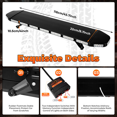 47 inch 108LED Strobe Light Bar Amber Emergency Beacon Warn Tow Truck Waterproof