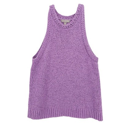 J CREW High-neck textured pointelle sweater-tank Purple Lilac Size LARGE