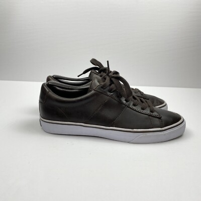 Polo Ralph Lauren Sayer Men s Leather Lace Up Sneakers Trainer Shoes Brown Sz 9D