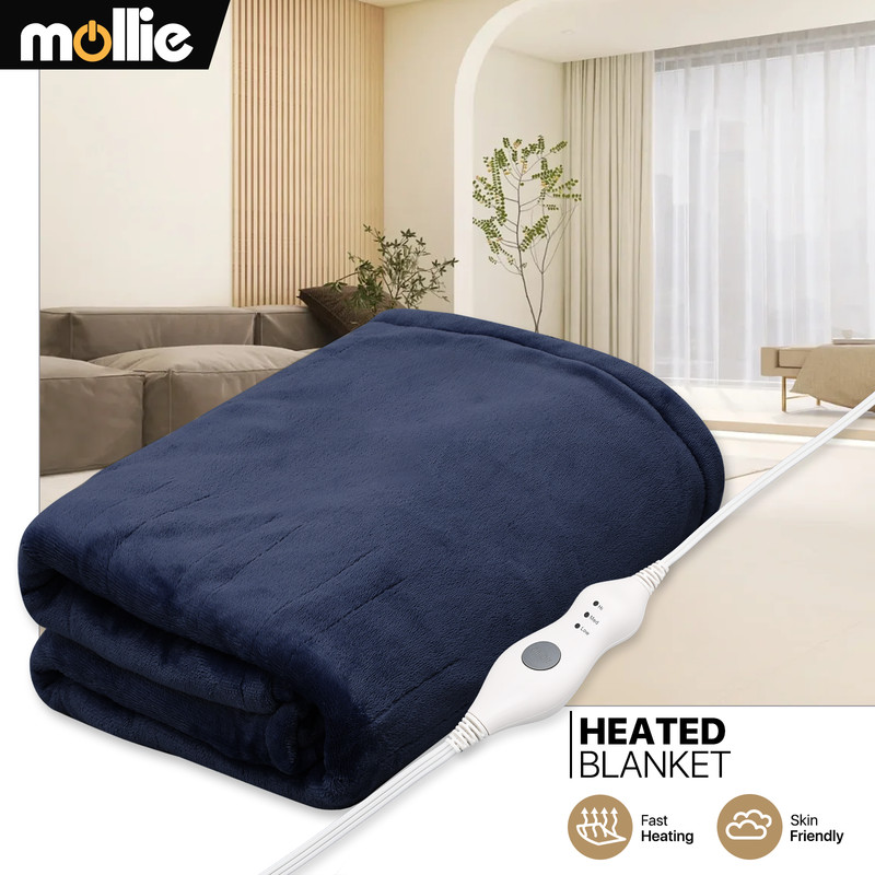 60"x45" Heated Electric Warming Blanket Soft Flannel 3 Heat Levels