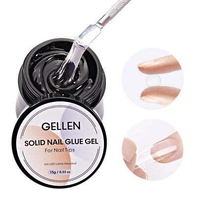 Solid Nail Glue Gel for False Nail Tips Huge Capacity 15g Press on Nail Glue