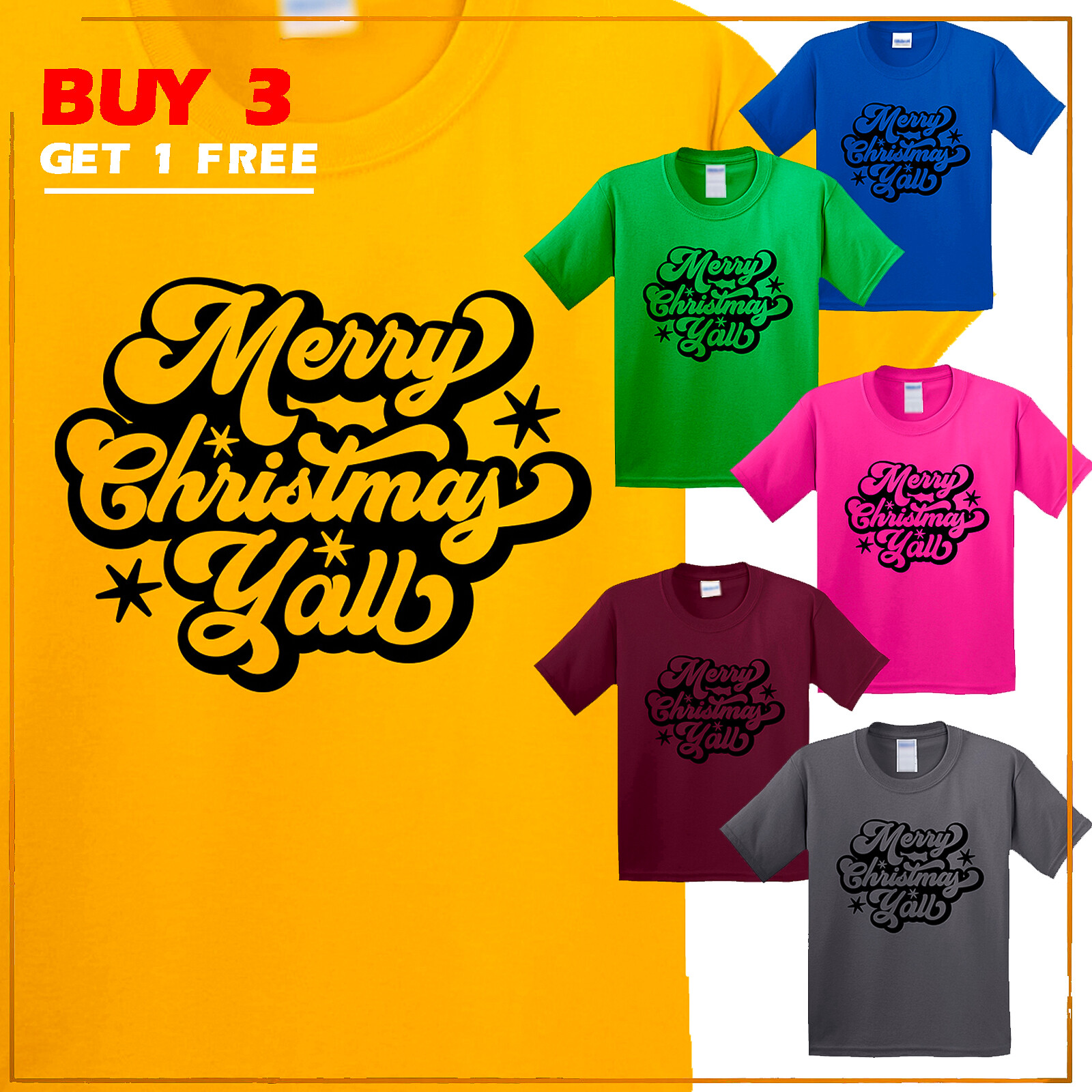 Merry Christmas Yall Holiday Funny Kids Short Sleeve T Shirt