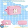 YOOLIFE Travel Cosmetic Bag for Women - Monogram Initial Cute Pink Makeup Bags Cosmetic Toiletry Pouch Make Up Case for Women Her Friend Bridesmaid Teacher, Personalized Birthday Gifts for Women J