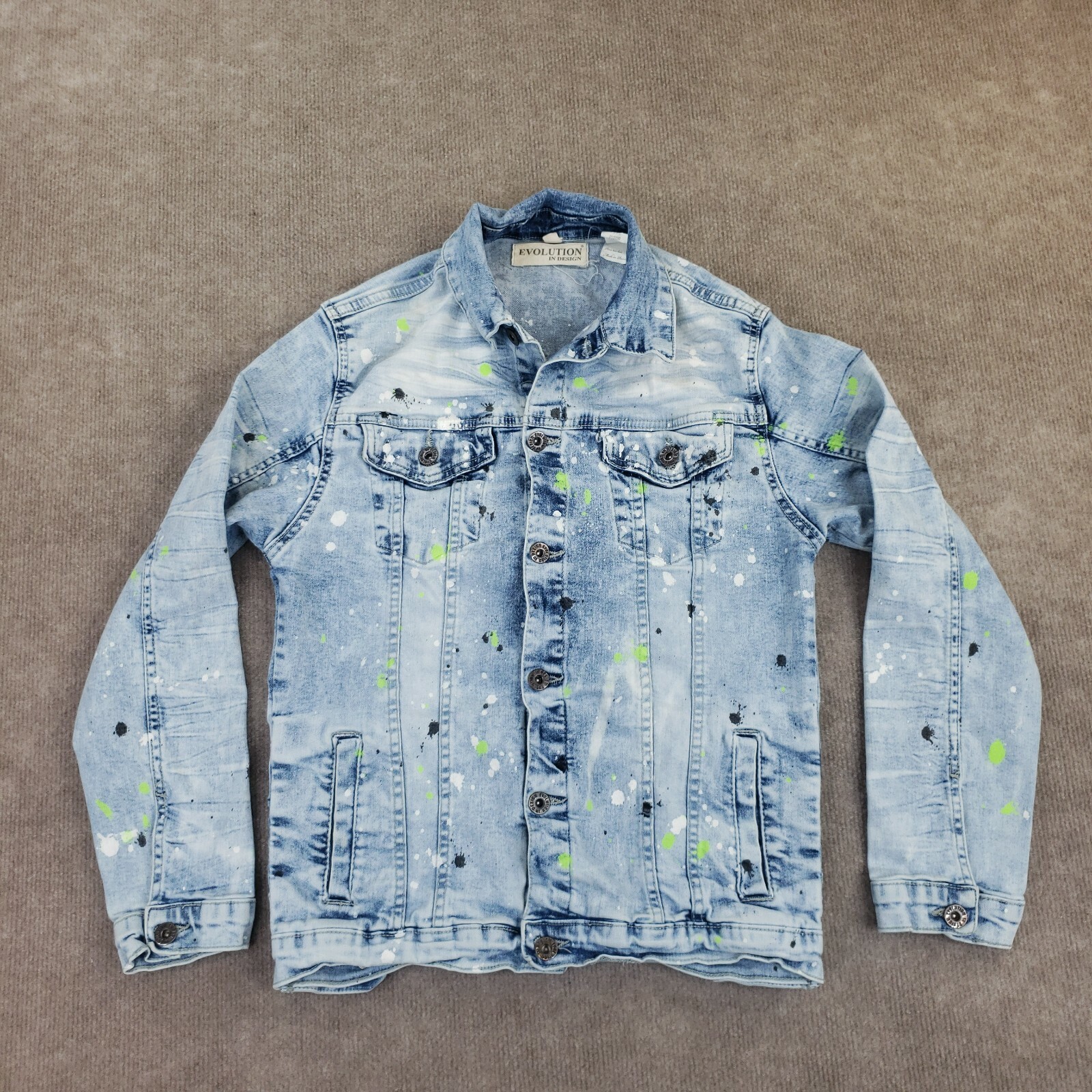 Evolution In Design Denim Jacket Youth XL 18-20 Blue Acid
