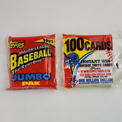1991 Topps Baseball Card Jumbo Pak (100 Cards per Pack) Factory Sealed Cards Vtg