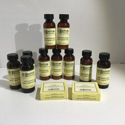 C O Bigelow Travel Size Toiletries-Shampoo, Conditioner, Shower Gel, Soap Lot 12