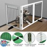 ZJSF Freestanding Dog Gate Indoor, Foldable Dog Fence for Doorways,Hallways or Stairs, Sturdy Wood Extra Wide Pet Gate with Support Feet,White,32 