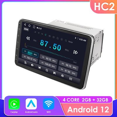 Double 2DIN 10.1'' Rotatable Screen Android 12 Car Stereo Radio Carplay GPS Navi