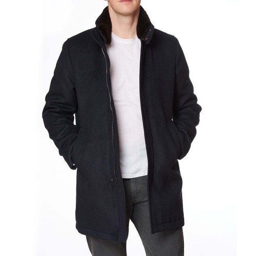 Pre-owned Kired Kiton  "emilius" Dark Blue Padded Jacket Coat Beaver Collar Eu 50 Us 40