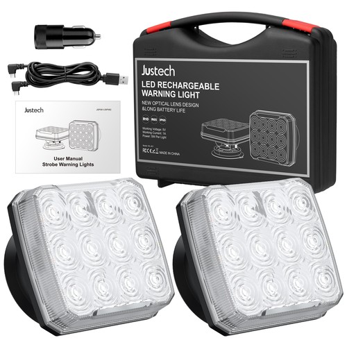 2X Magnetic Wireless Warning Strobe Beacon Light Emergency Flashing Rechargeable