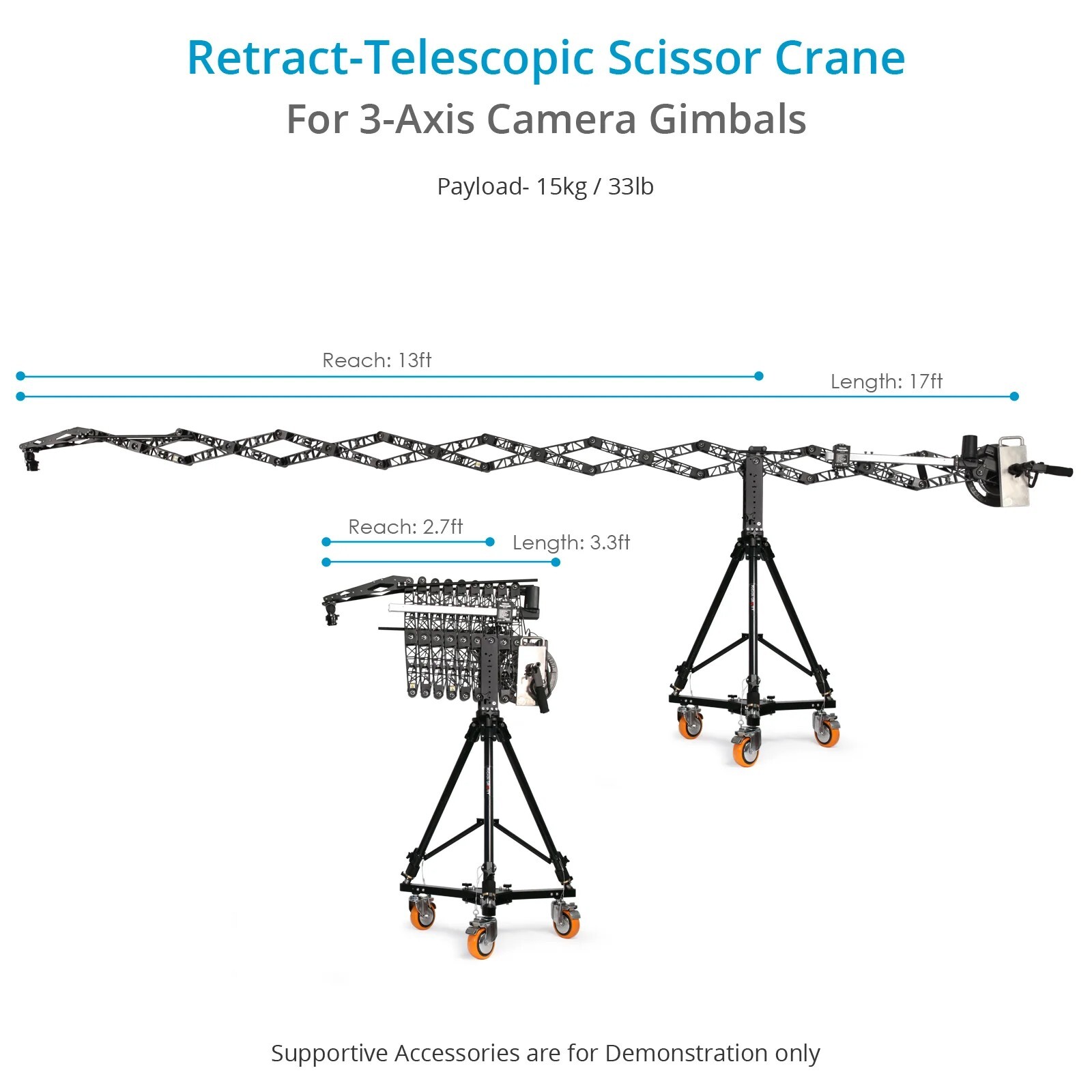 Proaim Powermatic Scissor 17' Telescopic Camera Jib Crane for Film Productions