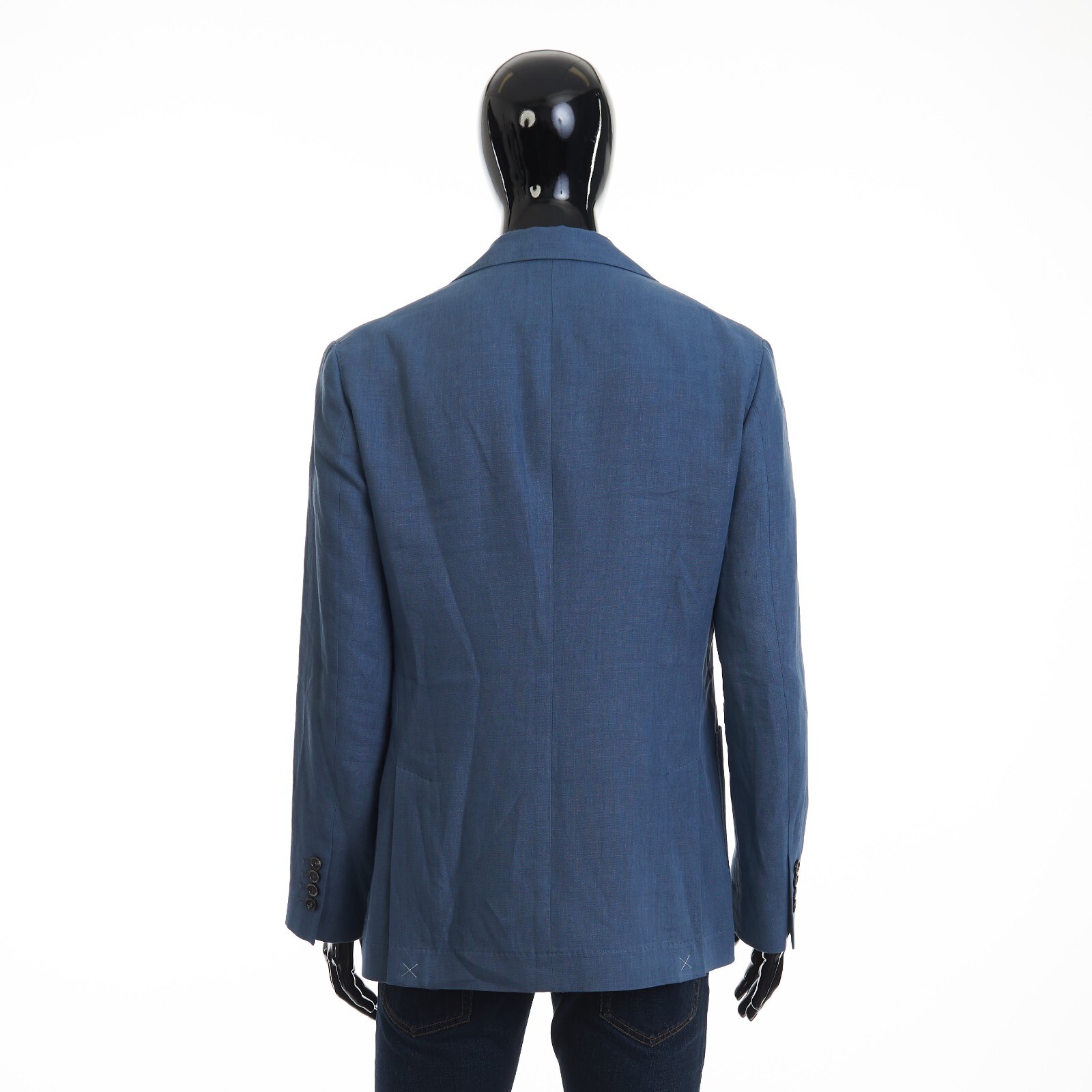 Pre-owned Brunello Cucinelli 3895$ Deconstructed Blazer Jacket Patch Pockets Indigo Linen In Blue
