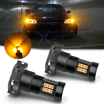 Amber PY24W 5200 Bulb Bright For BMW Audi Land Rover LED Front Turn Signal Light