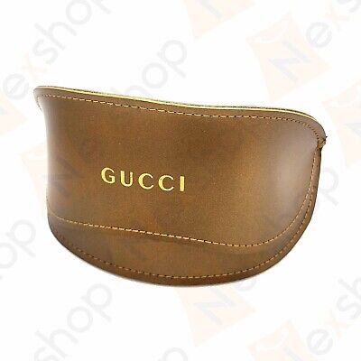 Gucci Bronze Soft Clam Shell Large Sunglasses Eyeglasses Case w/ Cloth & GiftBox
