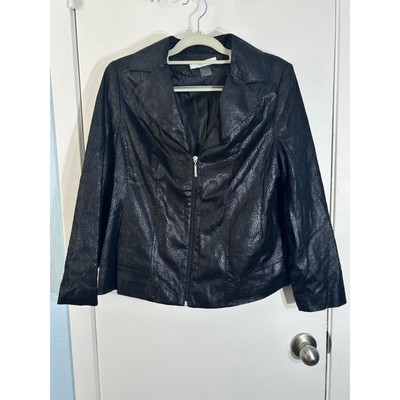 Tanjay Black Snake Skin Prin Velvet Burnout Jacket Size 8P NWOT