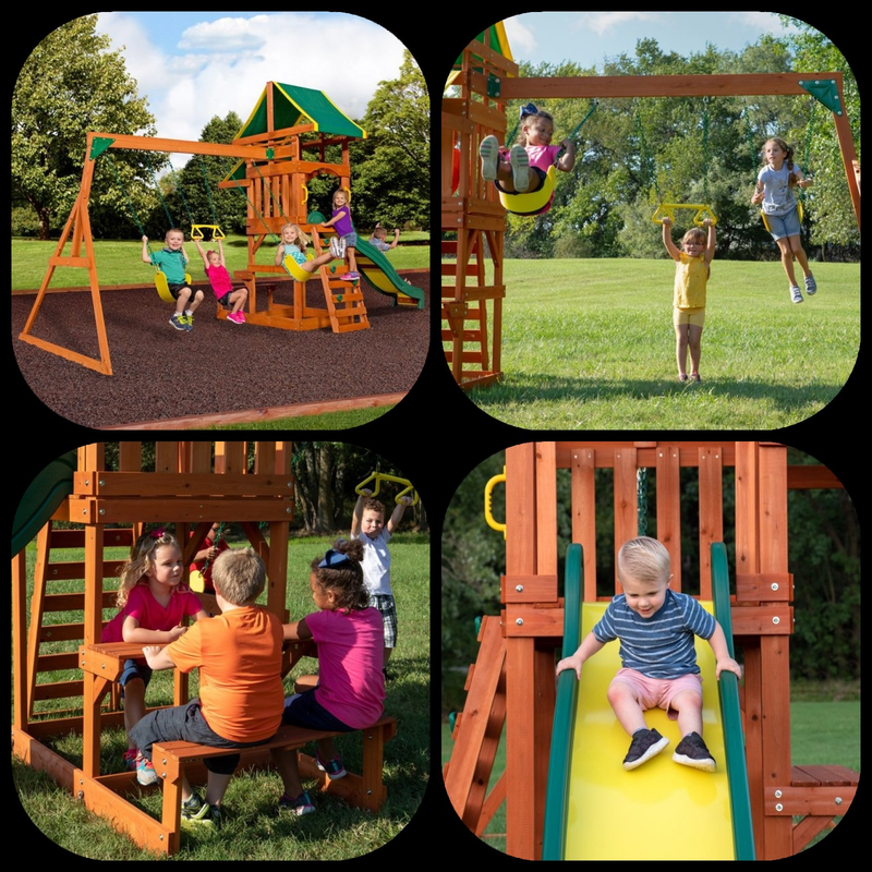 Backyard Discovery Tucson Cedar Wooden Swing Set, Kids Outdo