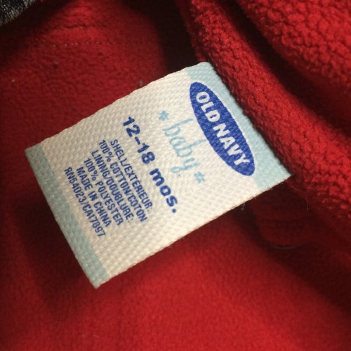 Old Navy Baby Red Fleece Lined Denim Overalls Unisex Size 12-18 Months