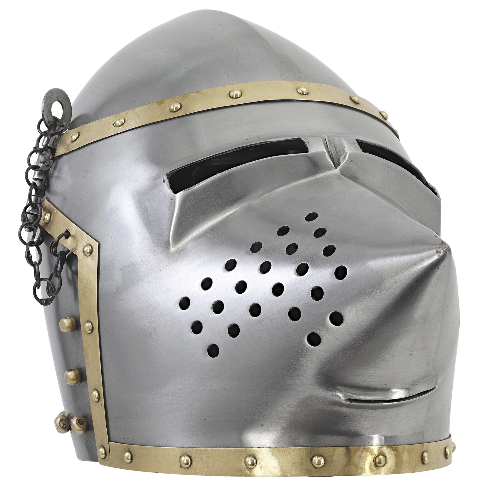 Medieval Bascinet Helmet Pig Face Visor 14th Century Steel Armor LARP Cosplay