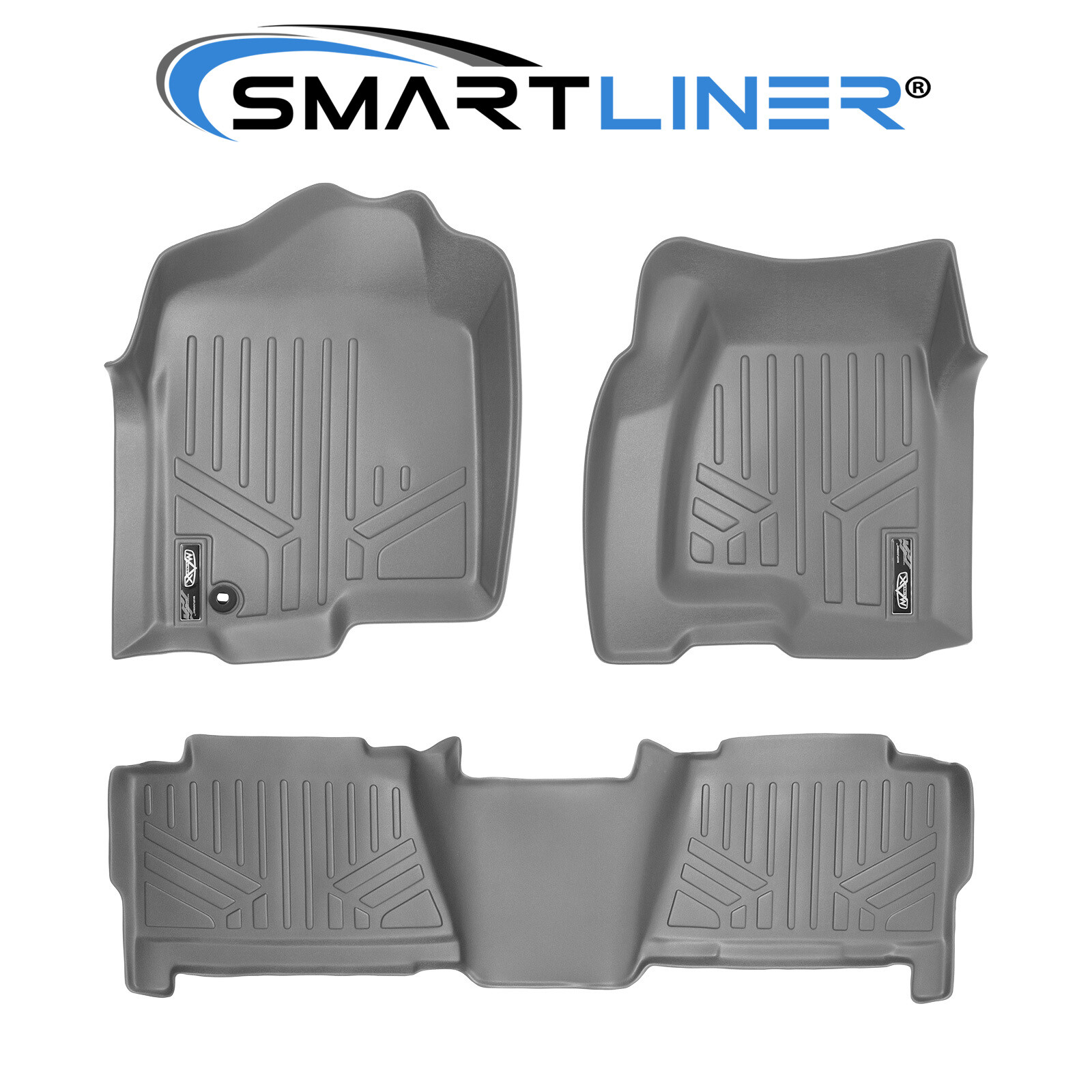 SMARTLINER Custom Fit Floor Mats Grey For 00-07 Silverado/Sierra - SUV Crew Cab