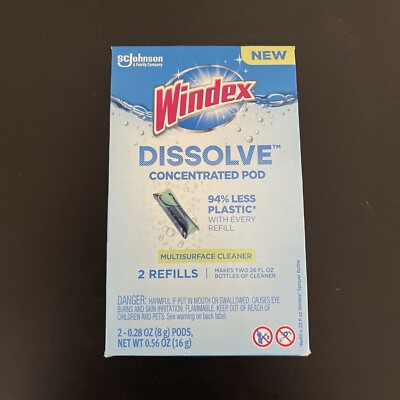 1 Box Windex Dissolve Concentrate MultiSurface Cleaner Refill Pods 2 Pack / Box