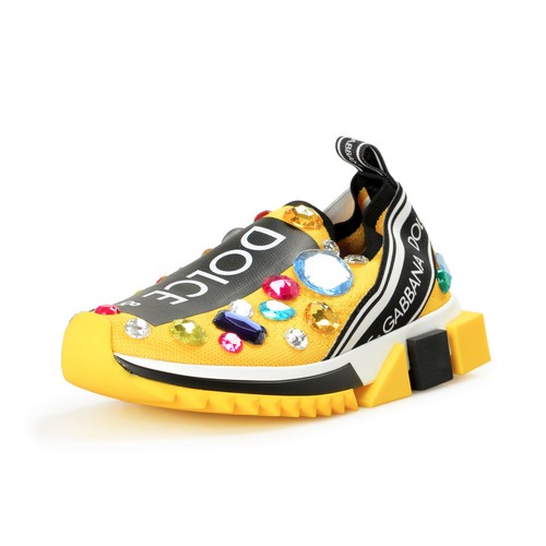 Pre-owned Dolce & Gabbana Women's Multi-color Embellished Slip On Athletic Sneakers Shoes In Multicolor