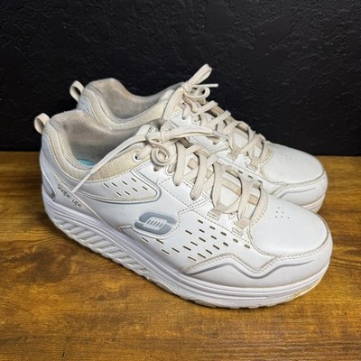 Skechers Shape-ups 57001 White Leather Rocker Bottom Sneakers Womens Size 10