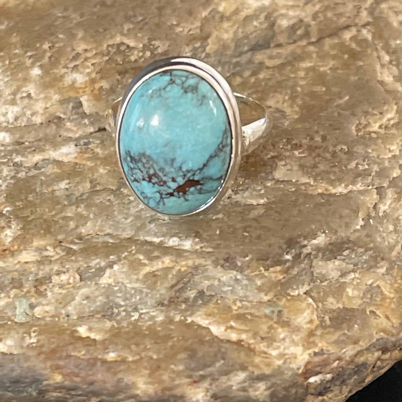Native Spiderweb Navajo Sterling Silver Blue Turquoise Ring