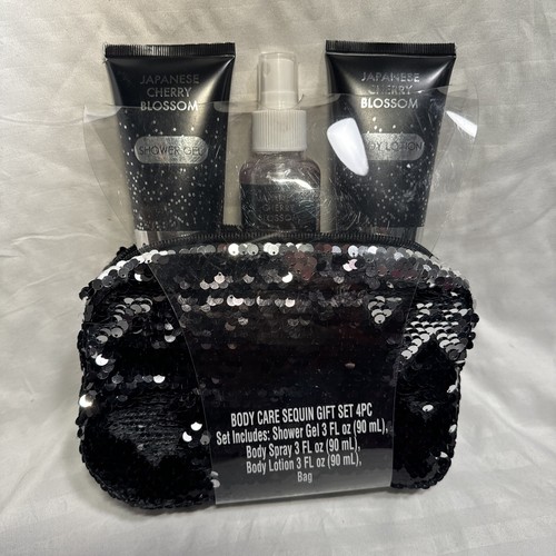 Japanese Cherry Blossom Body Care Sequin Gift Set 4 PC New