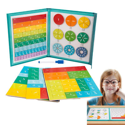 Magnetic Math Manipulative Wooden Fraction Book Set Educational Math Learning