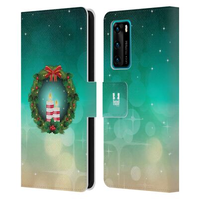 HEAD CASE DESIGNS HOLIDAY CANDLES LEATHER BOOK WALLET CASE FOR HUAWEI PHONES 4