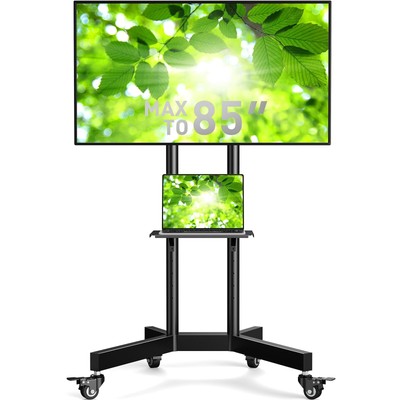 Rolling TV Stand for 32-85 Inch Screens up to 132 lbs, Height Adjustable Mobi...