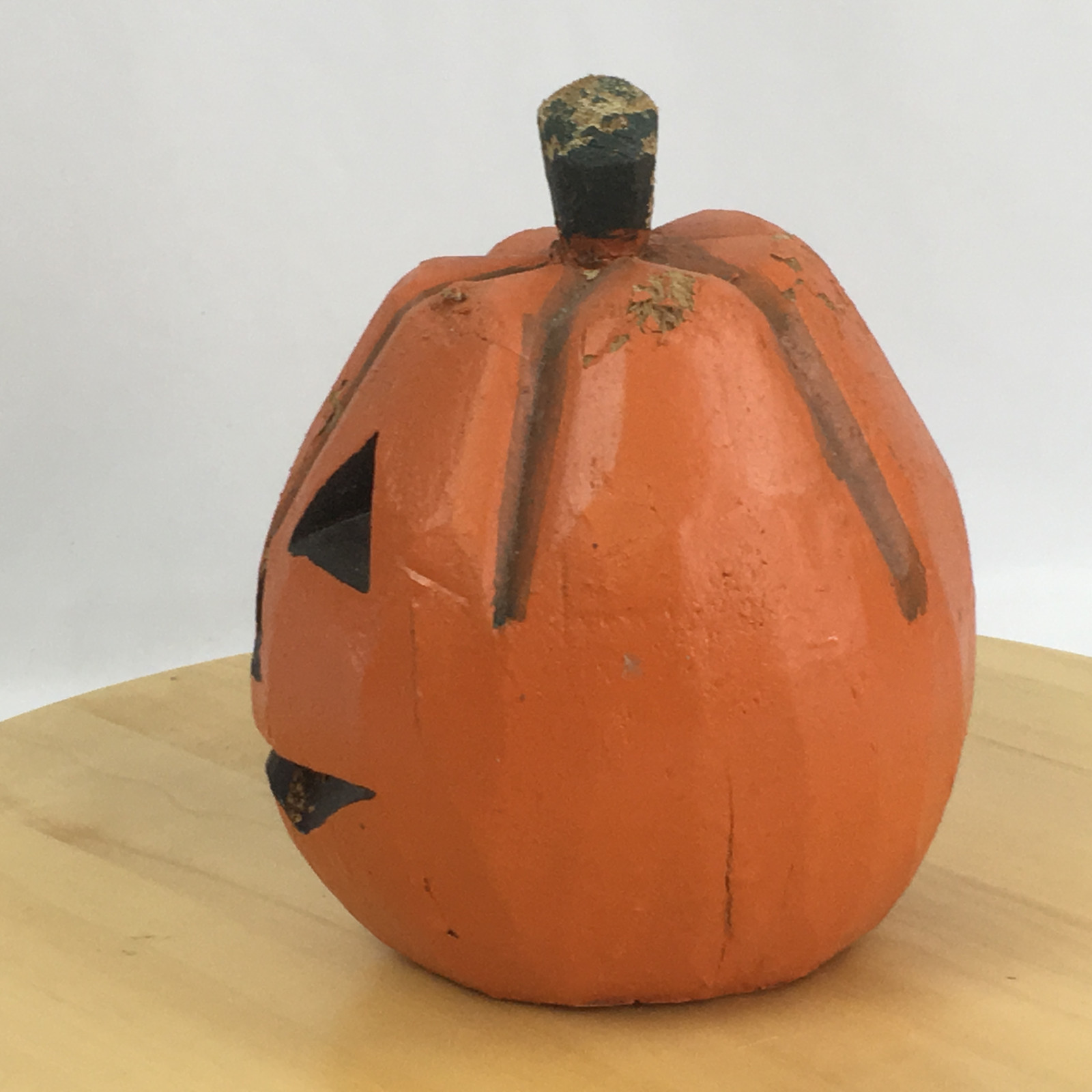 Vintage Rustic Carved Coconut Shell Jack-O-Lantern Farmouse Halloween pumpkin