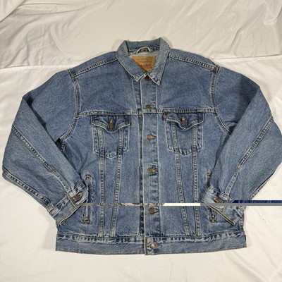 Vintage Levis 70507 Denim Trucker Jacket Large Made USA Blue Jean 90s