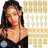 VENOFEN 40PCS Gold Hair Cuffs Braids Jewelry Multi Style Braid Clips Loc Dreadlock Accessories Metal Hair Rings Non-Piercing Ear Clips Hair Decoration for Women and Girls