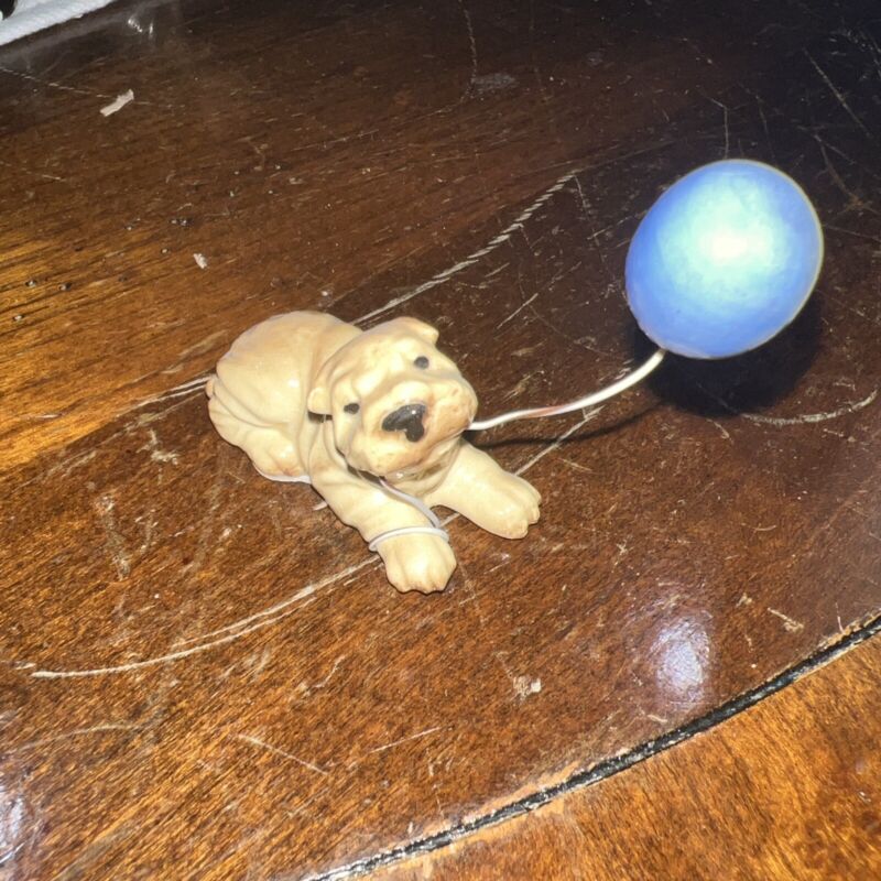 HAGEN RENAKER Miniature Shar Pei Dog with Blue Balloon Figurine