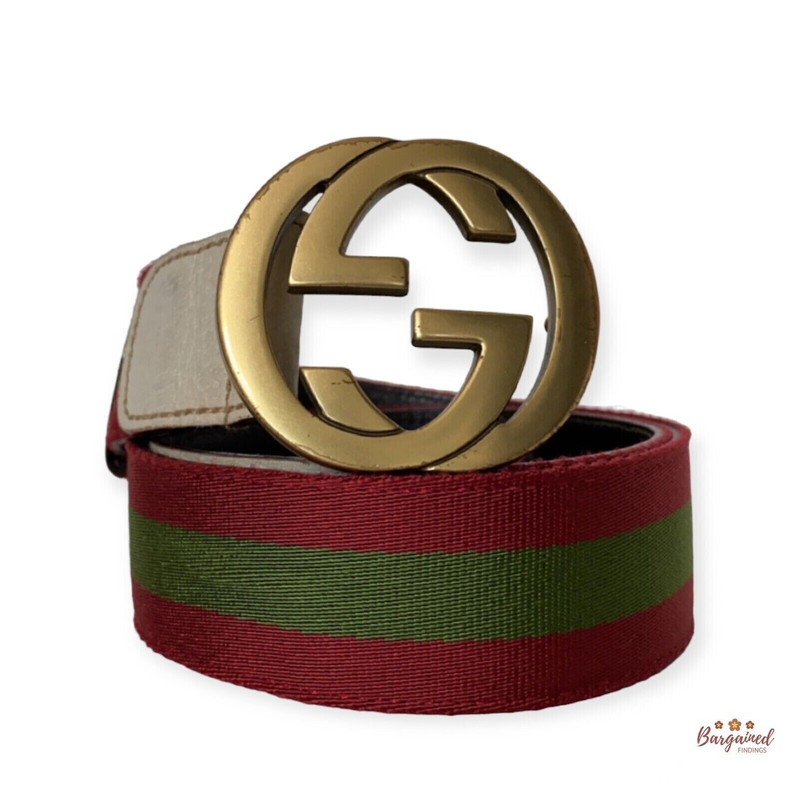 Authentic Gucci Red/Green Web Leather Gold Interlocking G Authentic Gucci Red/Green Web Leather Gold Interlocking G