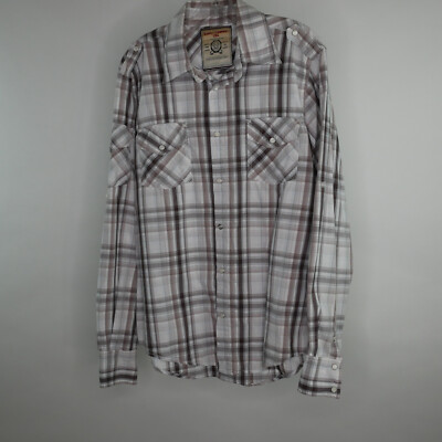 Supply Company Western Shirt Medium Pearlsnap Long Sleeve Plaid Roll Tab