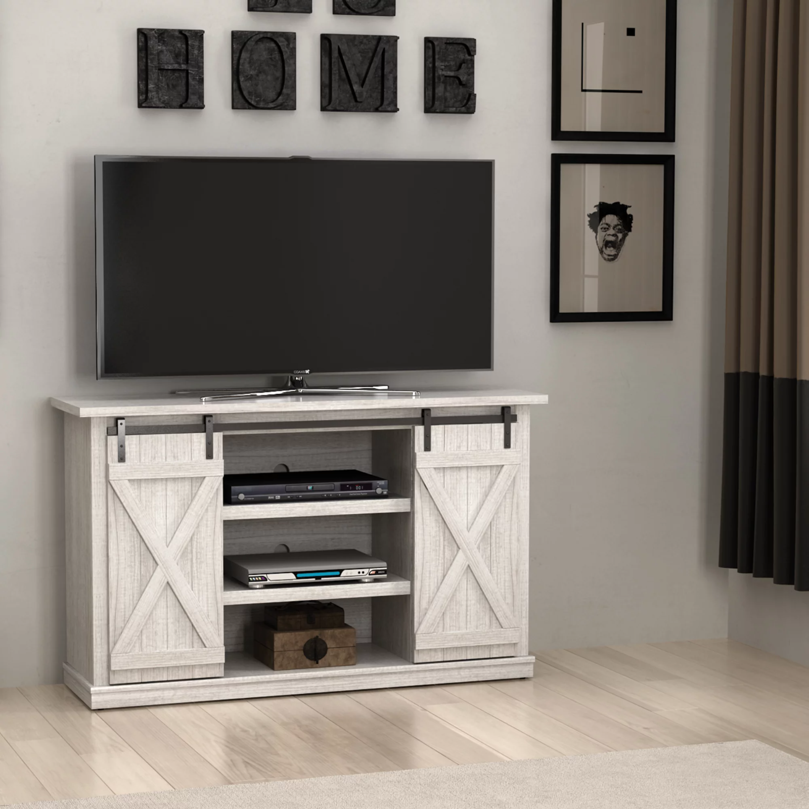 For Tvs Up To 60", White Oak With Free Shipping