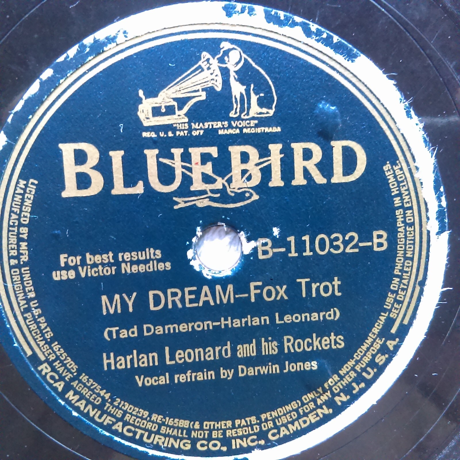 78 rpm Bluebird 11032, Harlan Leonard, My Dream, Ride My