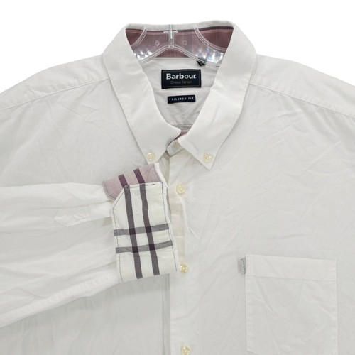 BARBOUR White Dress Tartan Crichton Long Sleeve Shirt Tailored Fit Size US XXL