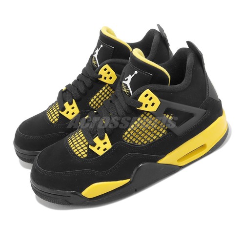 

Nike Air Jordan 4 Retro GS Thunder 2023 Black Yellow Kids AJ4 Casual 408452-017, Черный, Air Jordan 4 Retro Gs