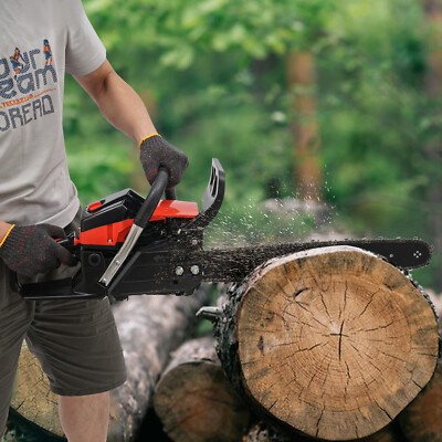 2-Stroke 58cc Gas Chainsaw Gasoline Powered Chain Saw Engine Wood Cutting 4.4HP 